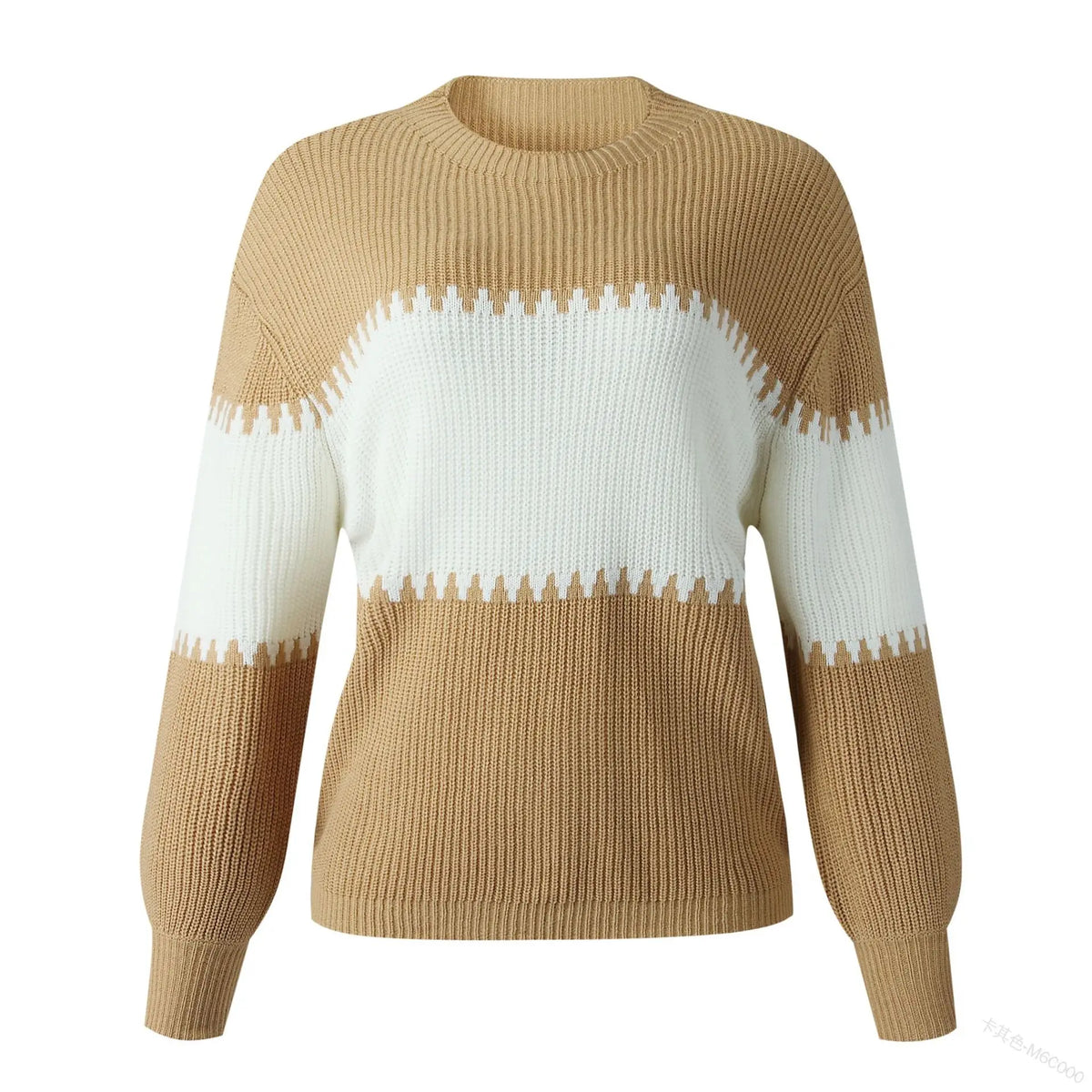 Beige and white sweater on a white background