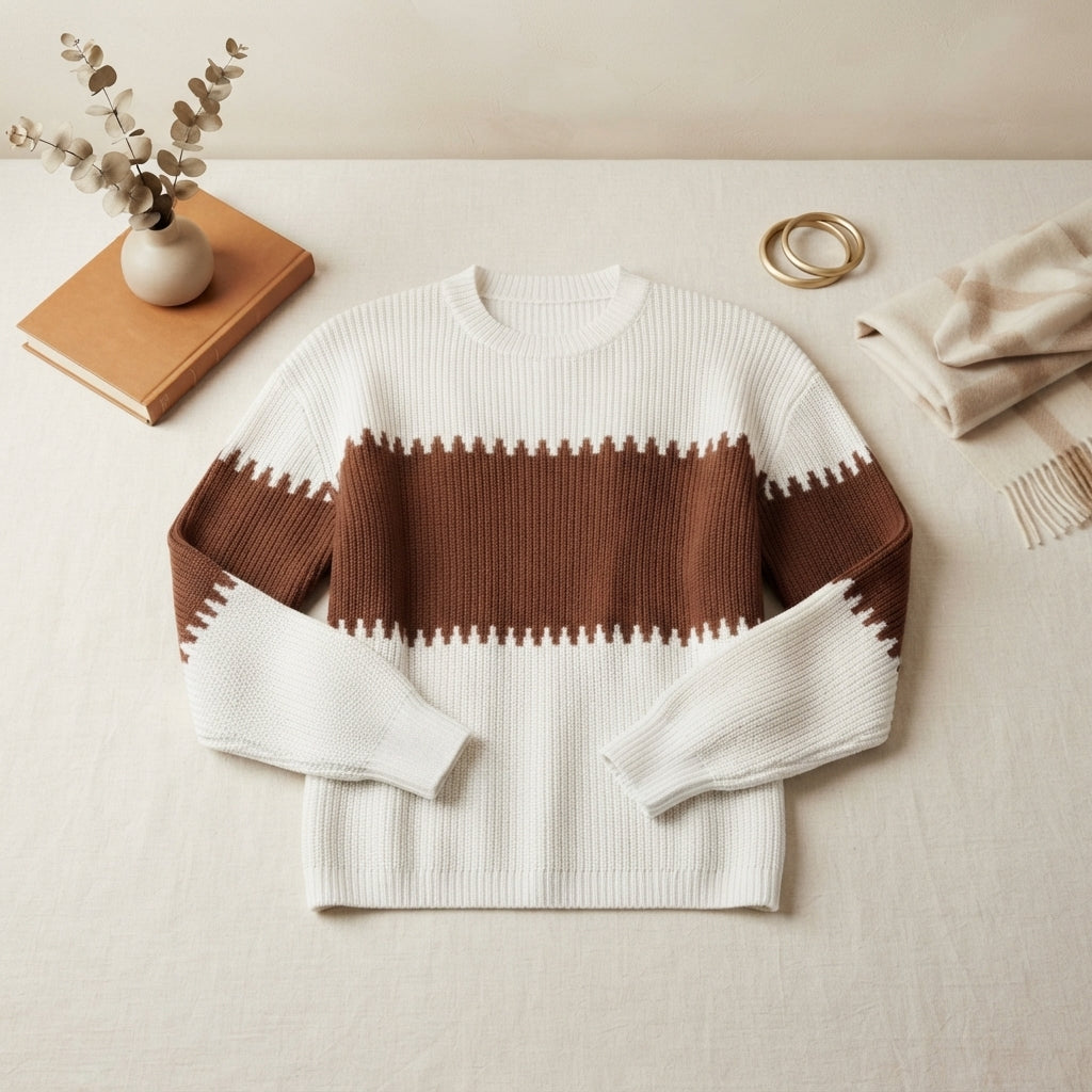 Effortless Chic Color Block Knit Sweater