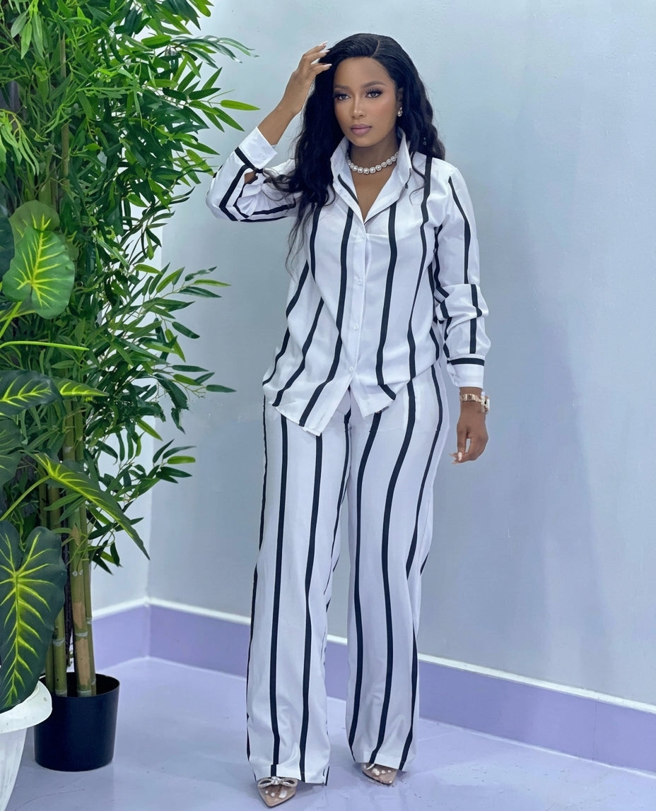 Effortless Chic Striped Two-Piece Set