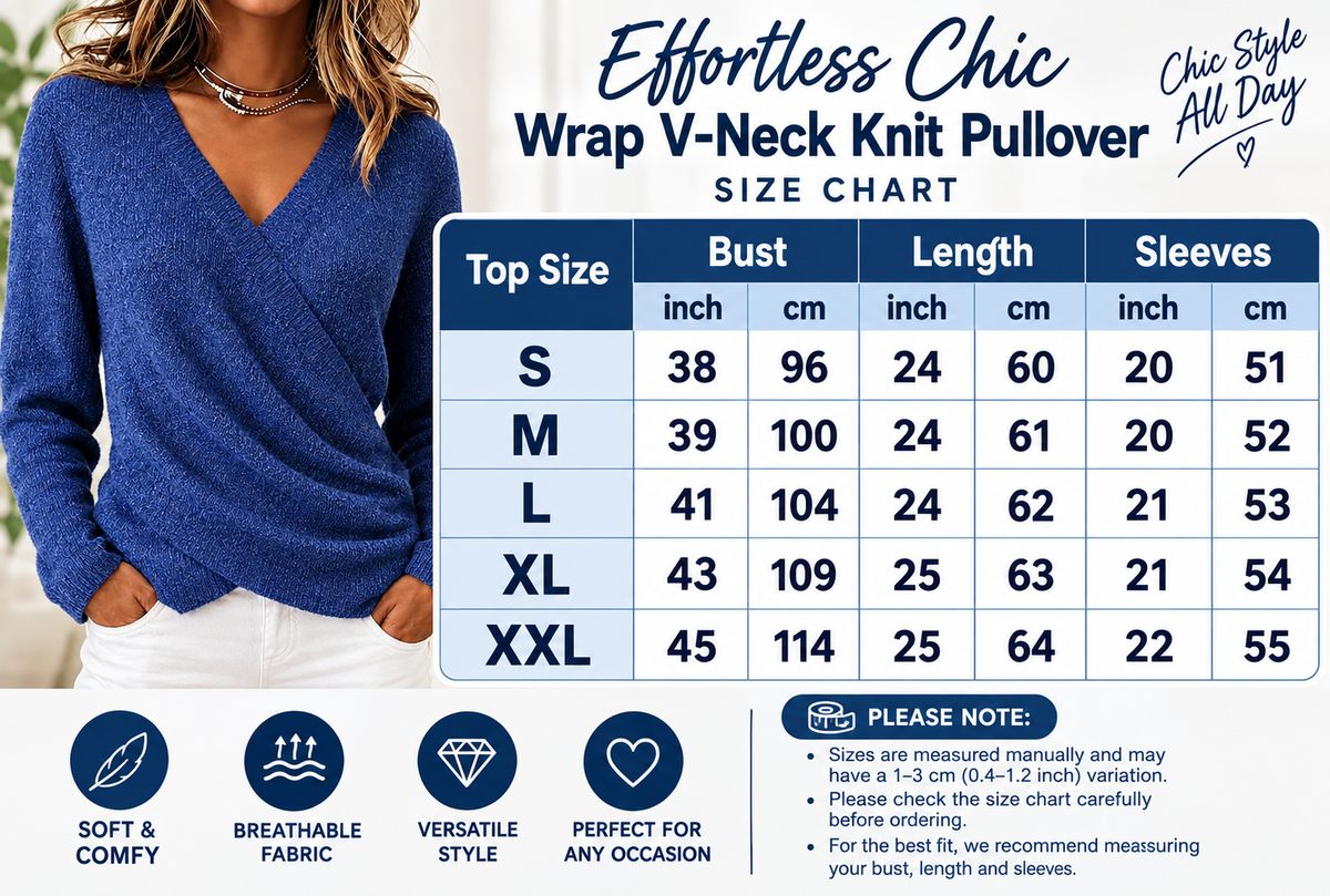 Effortless Chic Wrap V-Neck Knit Pullover