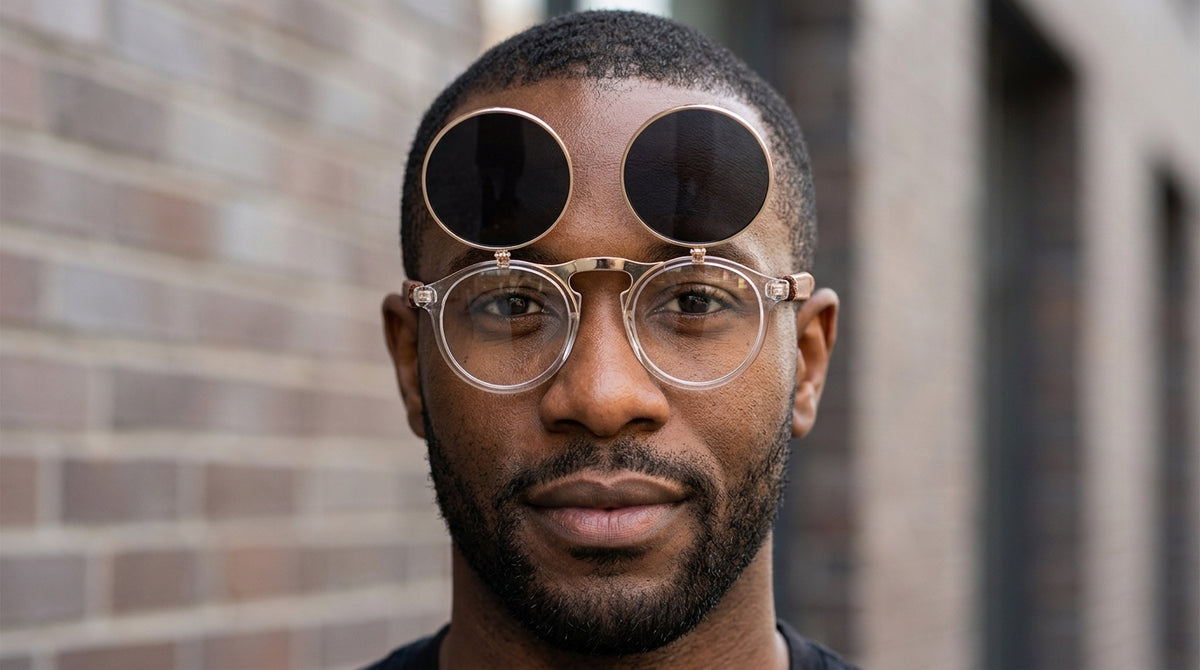 Vintage Steampunk Flip-Up Round Sunglasses