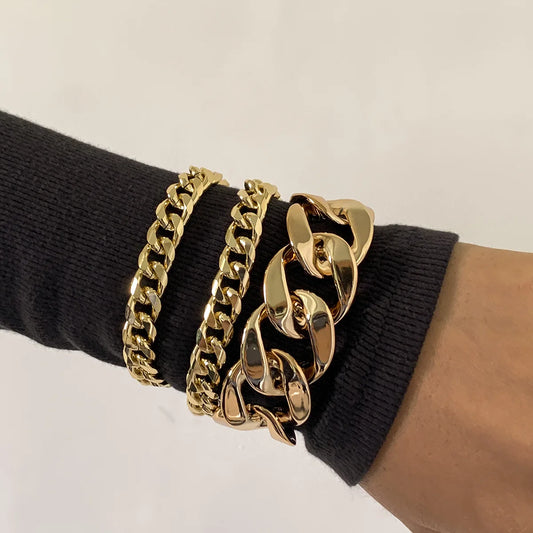 3-Piece Gothic Thick Bracelet Set