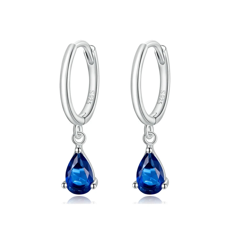 Crystal Drop Silver Huggie Earrings