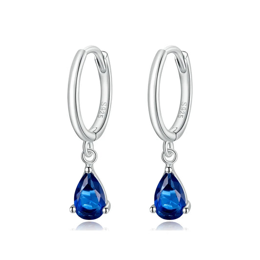 Crystal Drop Silver Huggie Earrings