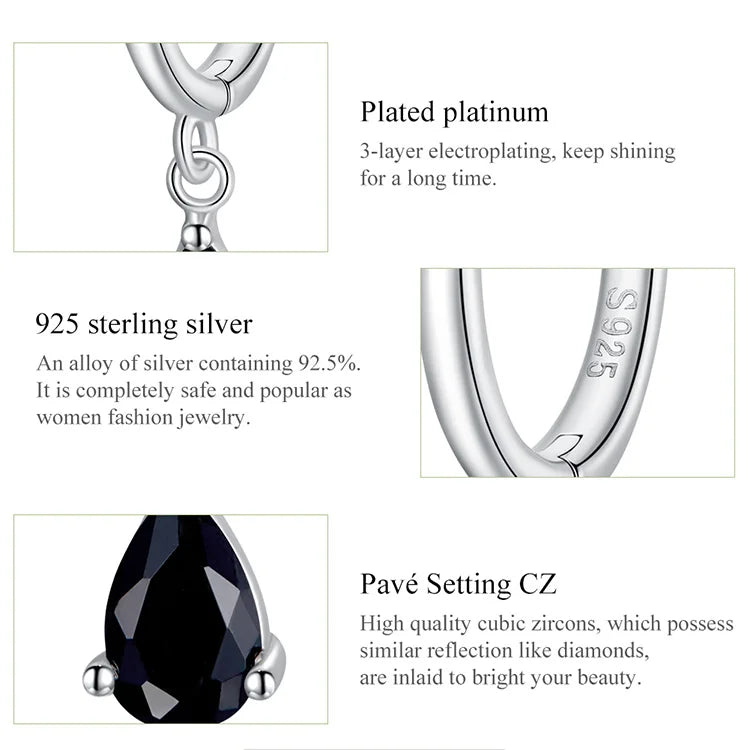 Crystal Drop Silver Huggie Earrings