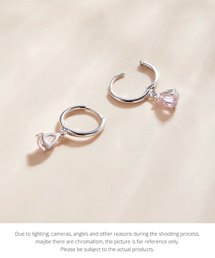 Crystal Drop Silver Huggie Earrings