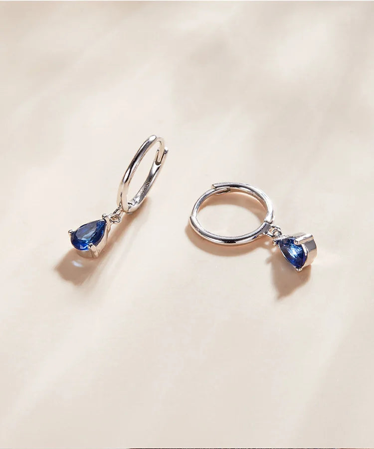 Crystal Drop Silver Huggie Earrings