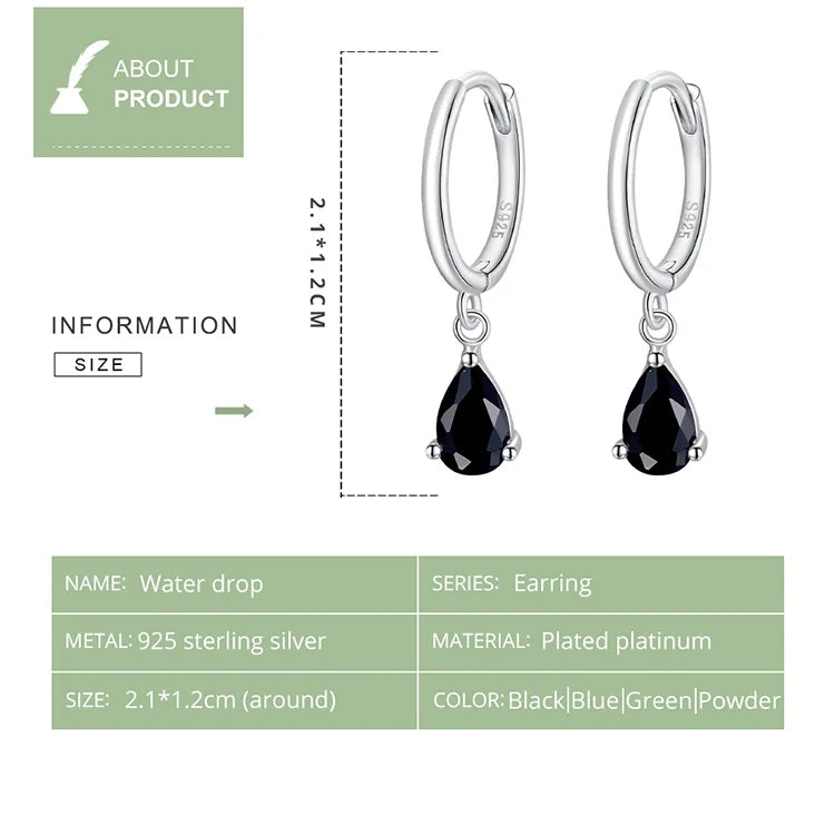 Crystal Drop Silver Huggie Earrings