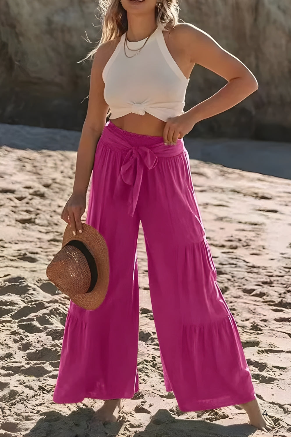 High-Waist Wide Leg Drape Pants