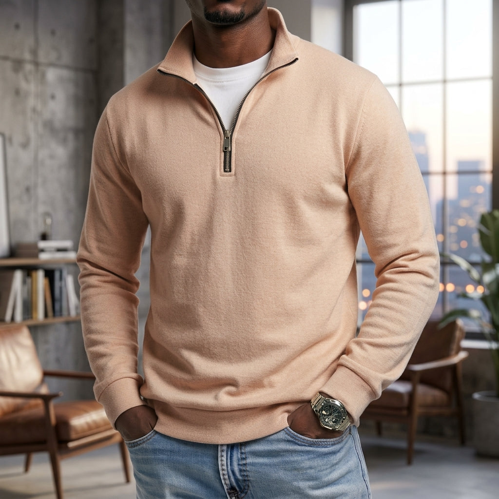 Modern Half-Zip Stand-Collar Pullover