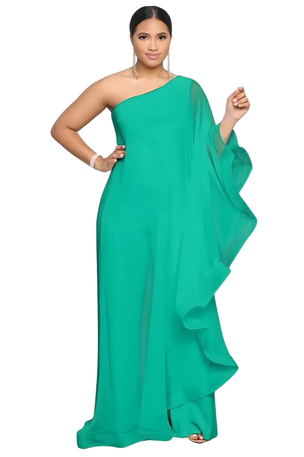 Elegant One-Shoulder Ruffle Jumpsuit