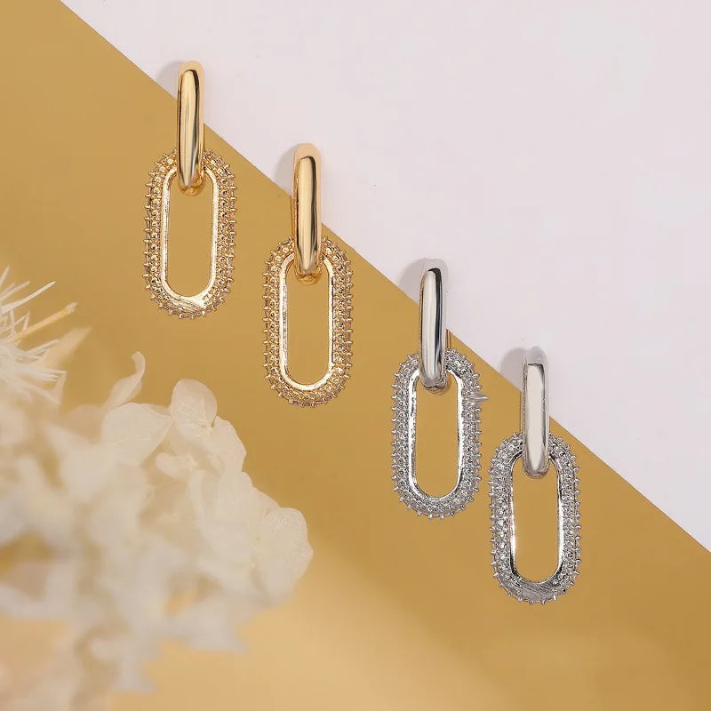 Luminous Spark Rectangle Zircon Earrings