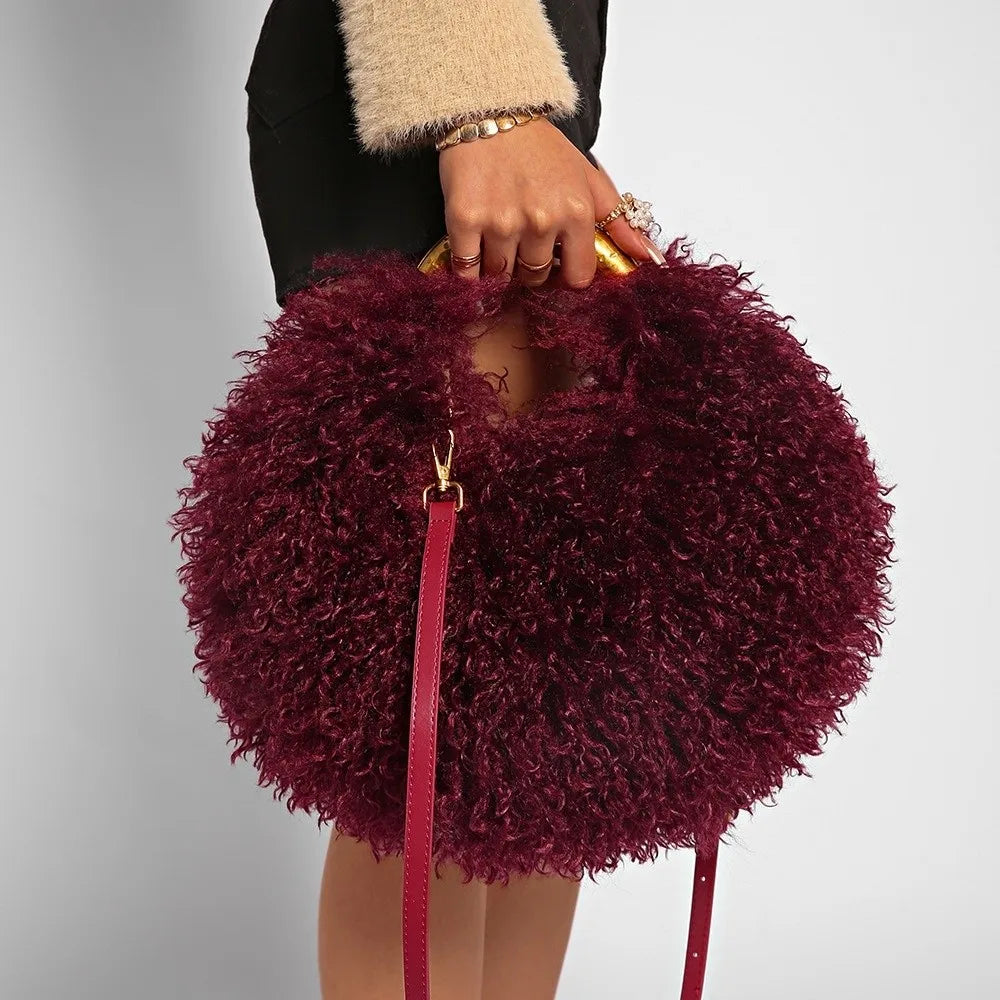 The Spice Girl Round Faux Fur Ring Bag