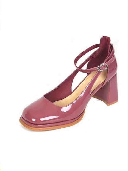 Women's Ankle Strap Block Heel Pumps