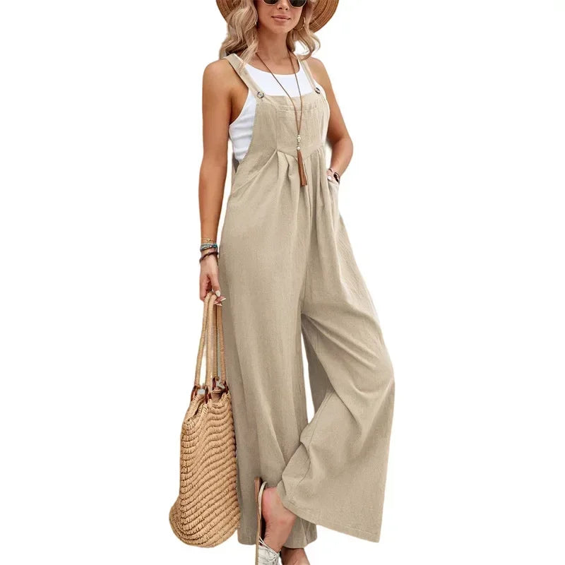 Wide Leg Loose Suspender Jumpsuit