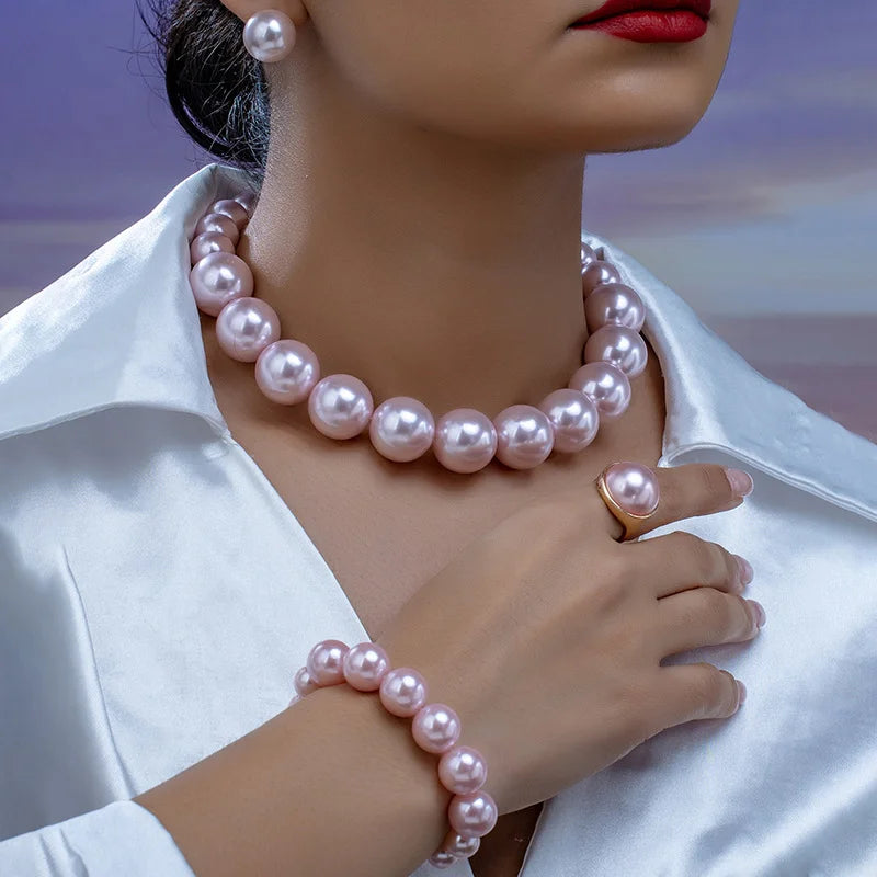 Chic Faux Pearl Statement Jewelry Set