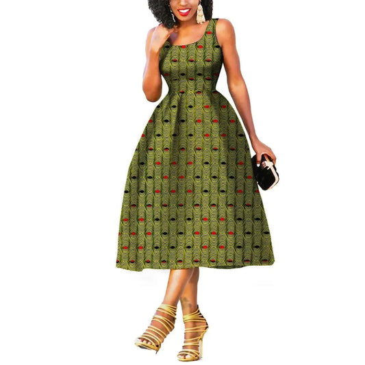Elegant Sleeveless African Print Dress - Prolyf Styles