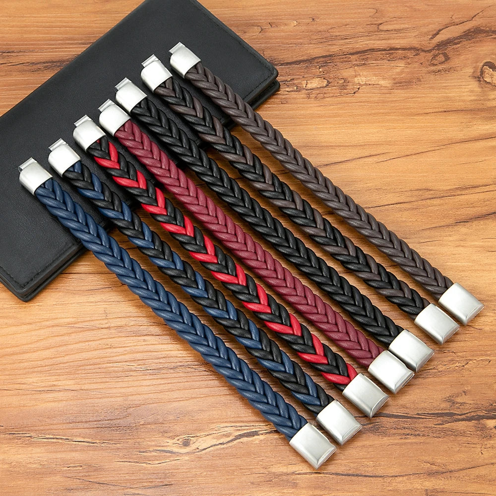 Braided Leather Cuff Bracelet for Men