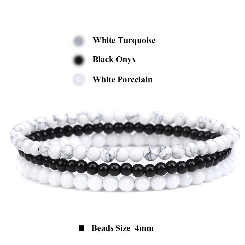 3Pcs Stacked Natural Stone Bracelet Set