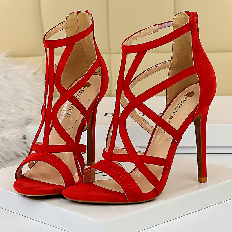 Roman Style High Heel Suede Shoes