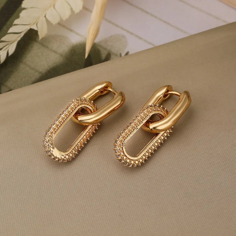 Luminous Spark Rectangle Zircon Earrings