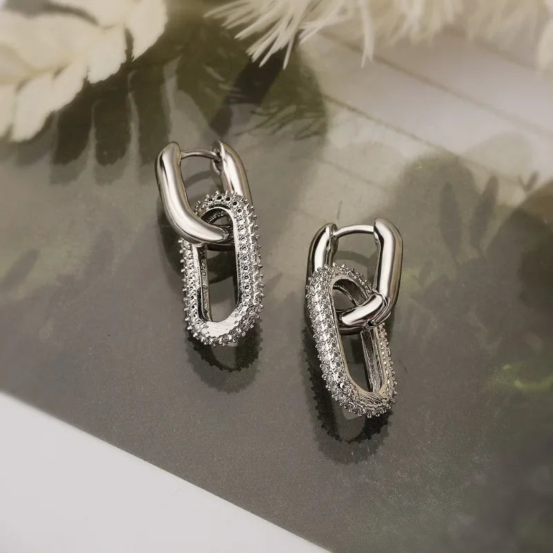 Luminous Spark Rectangle Zircon Earrings