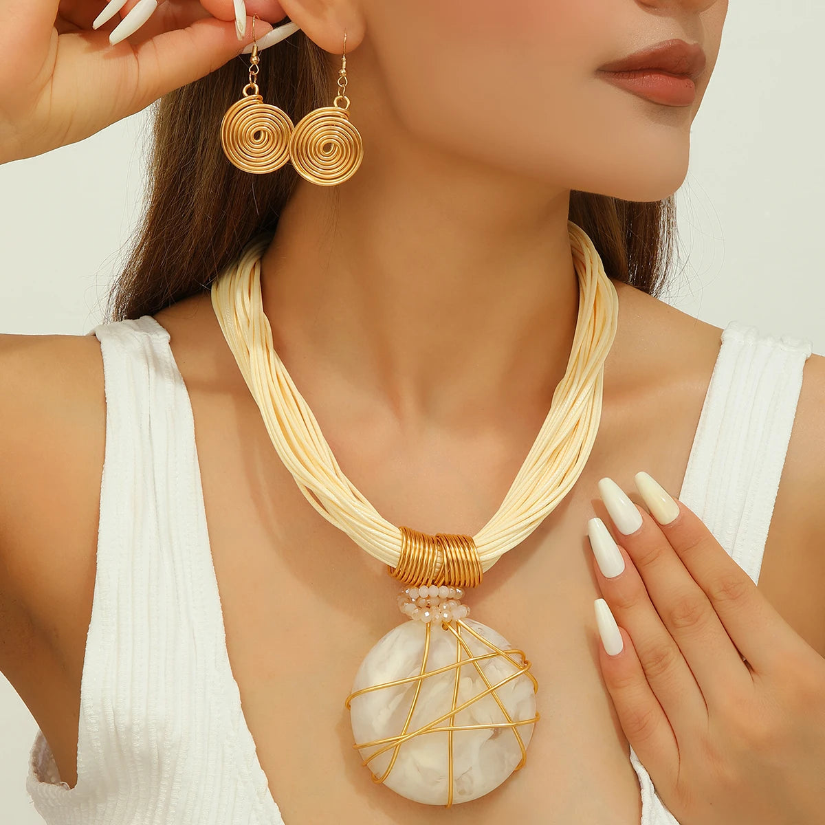 Hand-Woven Resin & Aluminum Statement Set