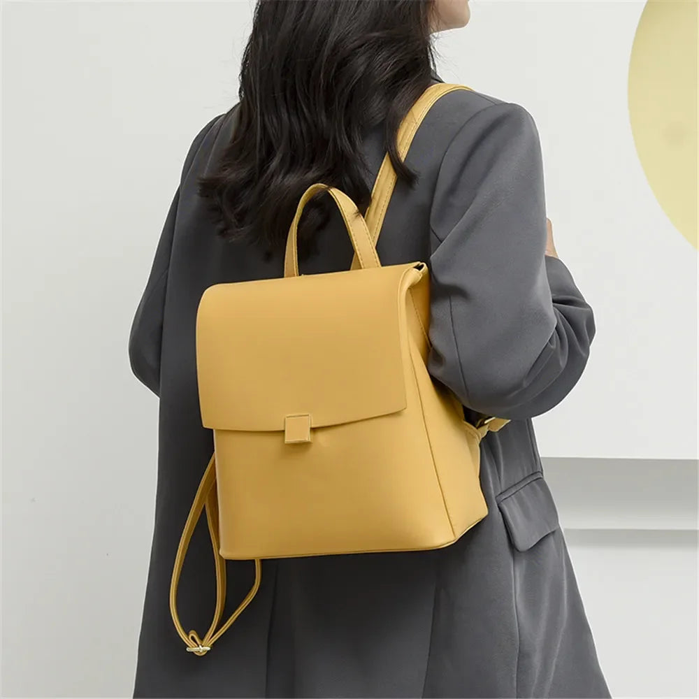 Luxury Leather Anti-Theft Women's Backpack Black