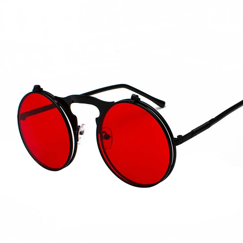 Vintage Steampunk Flip-Up Round Sunglasses