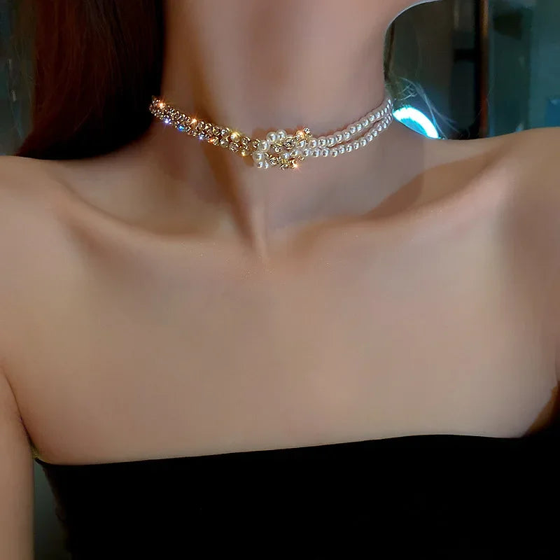 Elegant Beaded Pearl Necklace Women