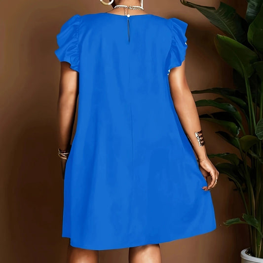 Vibrant Bloom Ruffle Sleeve Dress
