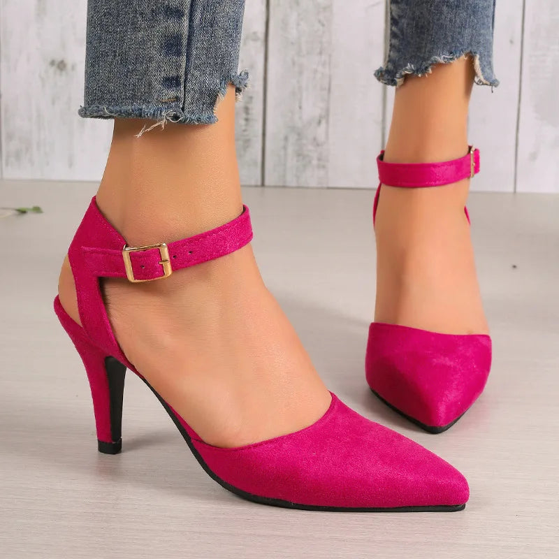 Elegant Pointed Toe Ankle Strap Heels