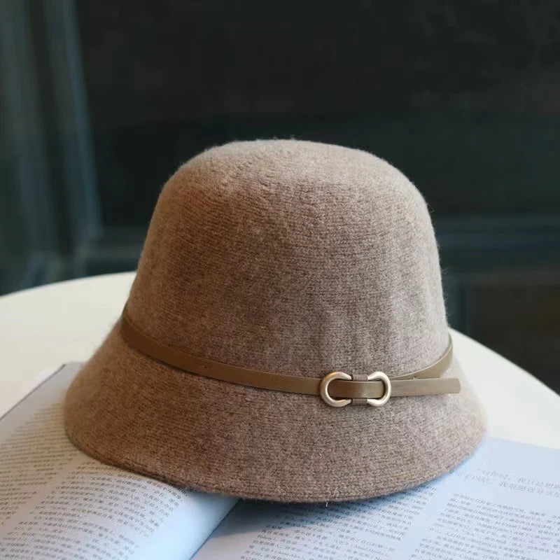 Chic Wool Buckle Cap