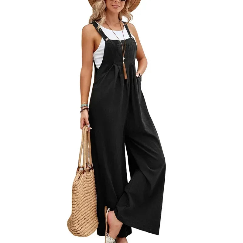 Wide Leg Loose Suspender Jumpsuit