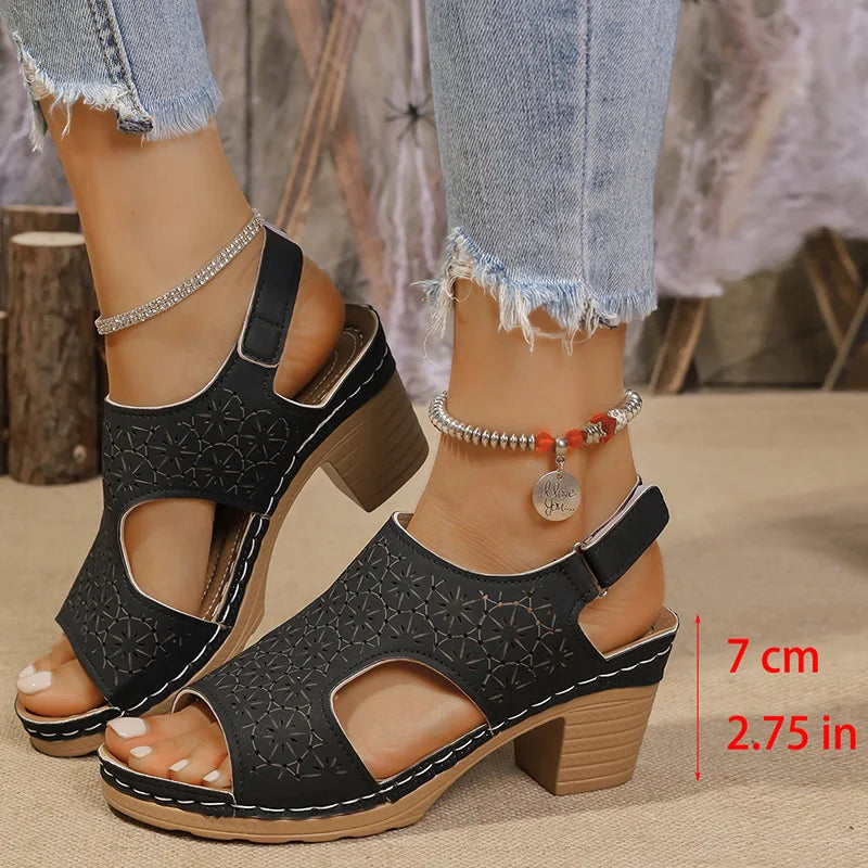 Streetwear Hollow-Out Heel Sandals