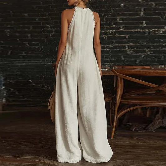 Halter Backless Wide-Leg Boho Jumpsuit