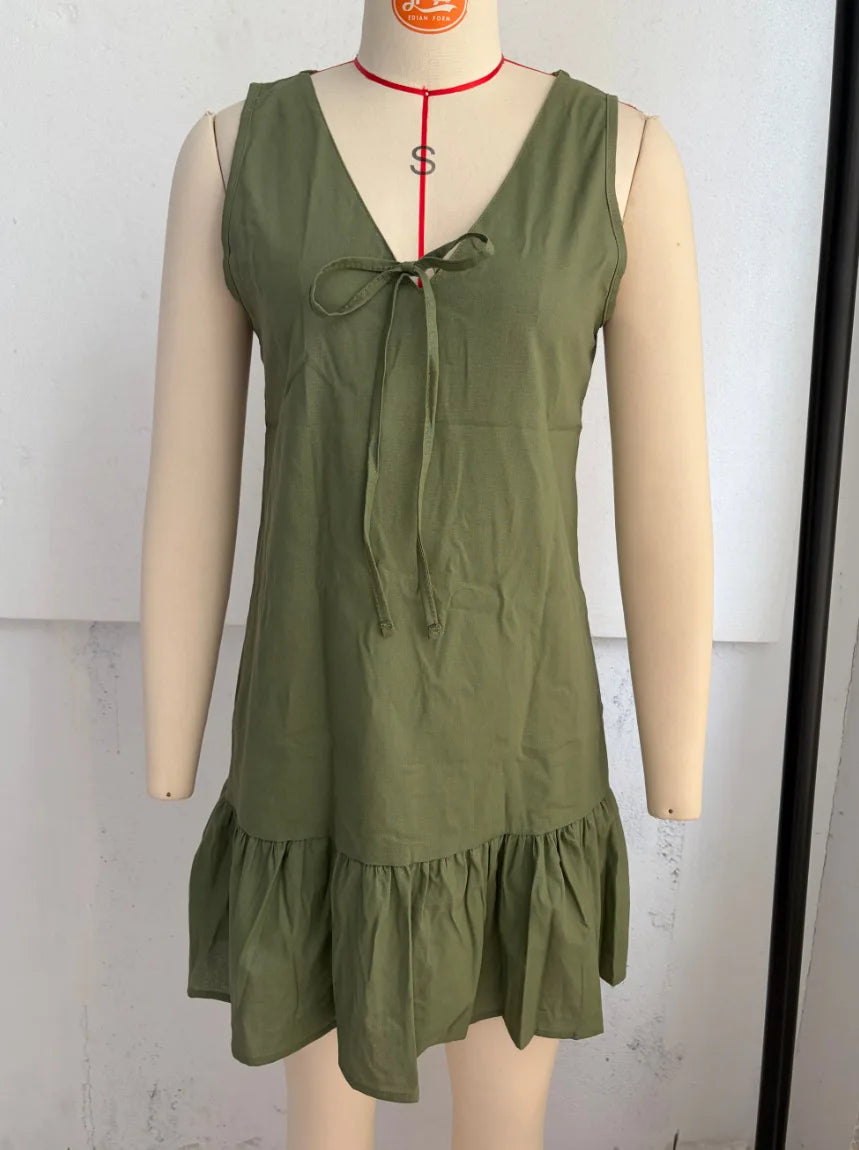 Sunset Tie-Front Ruffle Mini Dress