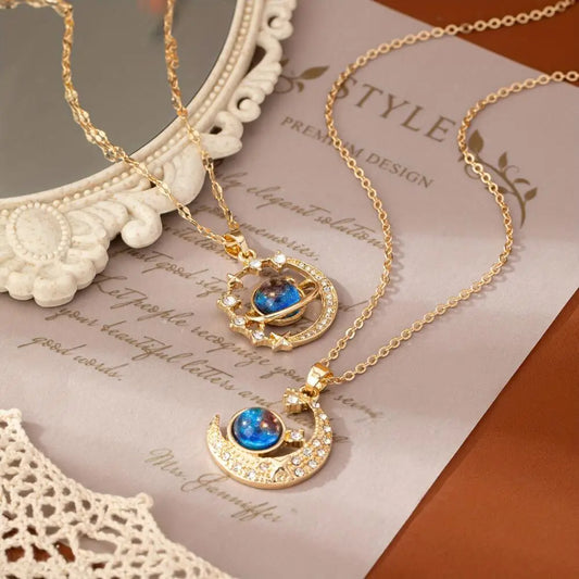 Celestial Zircon Moon Necklace