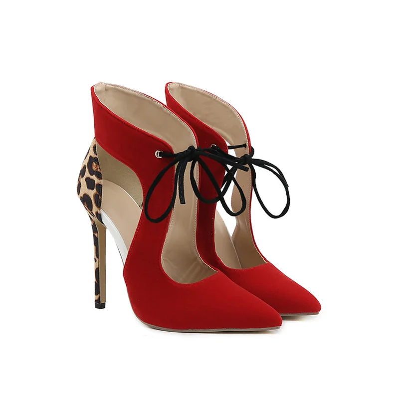 Classy Red Lace-Up Heels