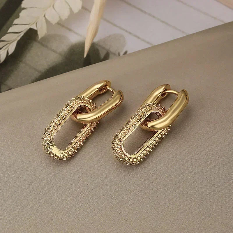 Luminous Spark Rectangle Zircon Earrings