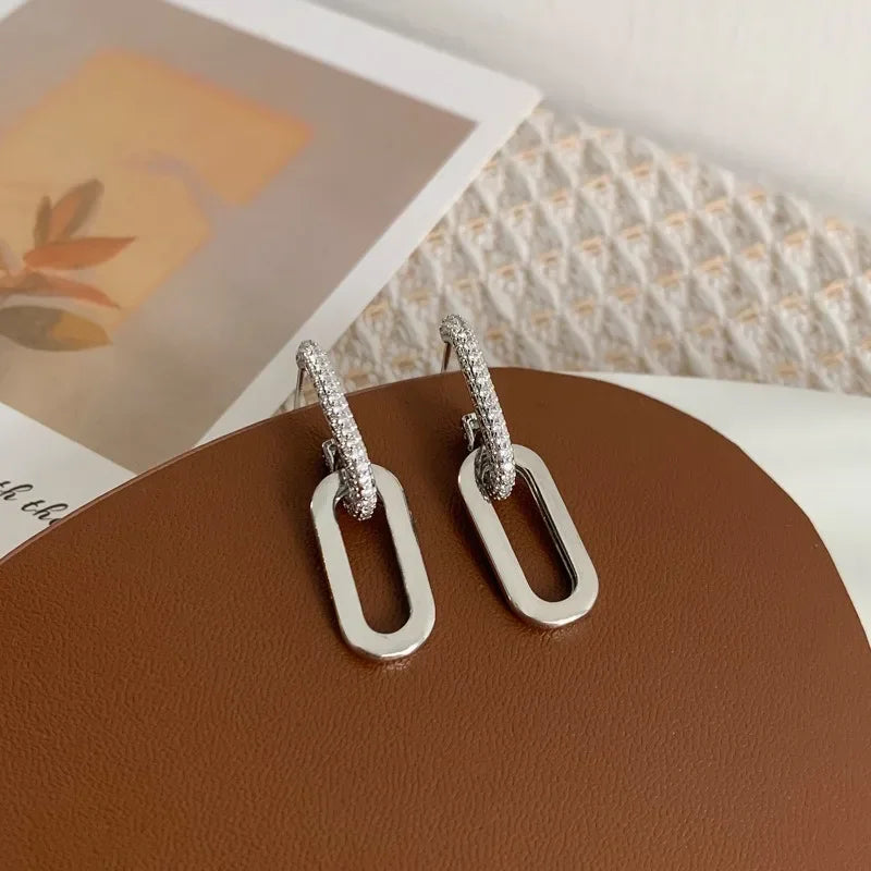 Luminous Spark Rectangle Zircon Earrings