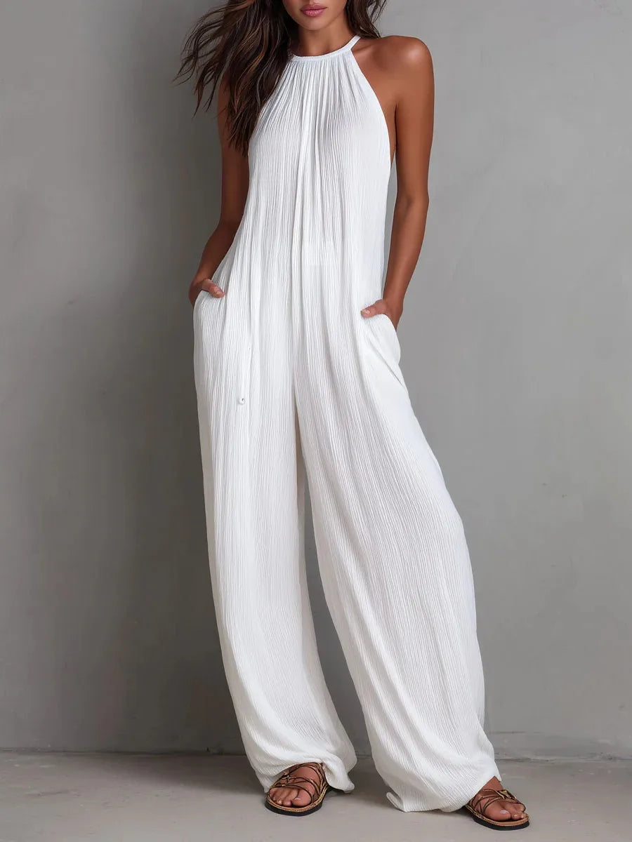 Sundrenched Pleated Halter Jumpsuit