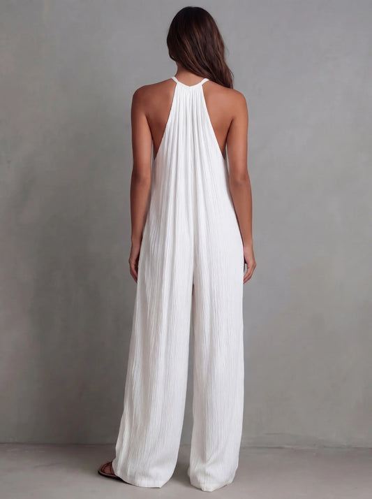 Sundrenched Pleated Halter Jumpsuit