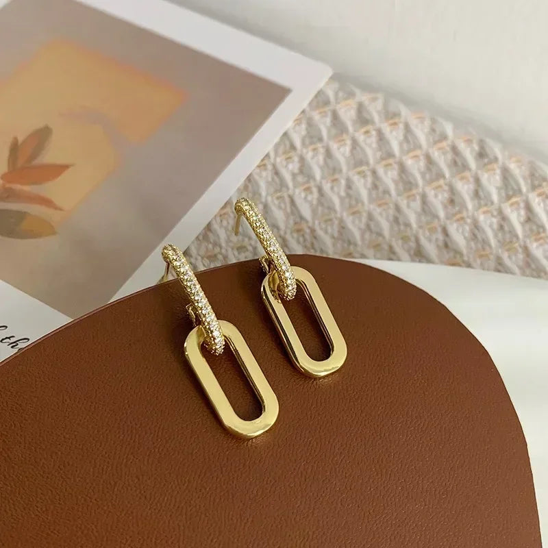 Luminous Spark Rectangle Zircon Earrings