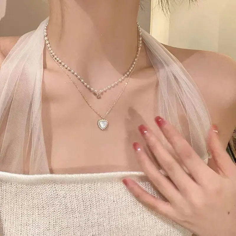 Elegant Beaded Pearl Necklace Women