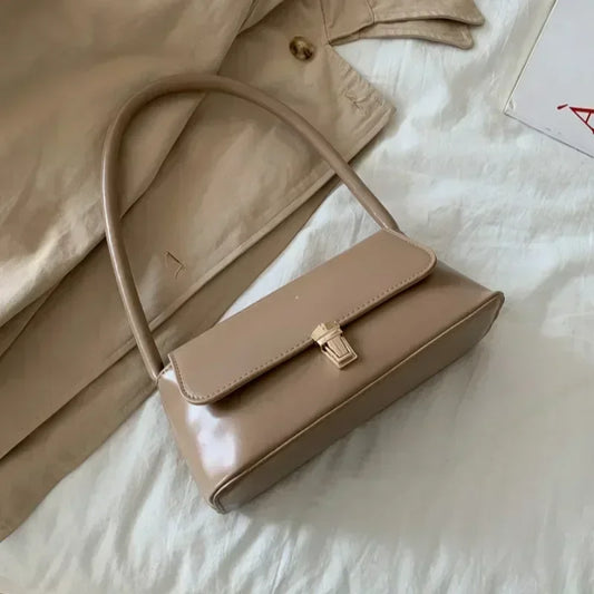 Minimalist Leather Baguette Shoulder Bag