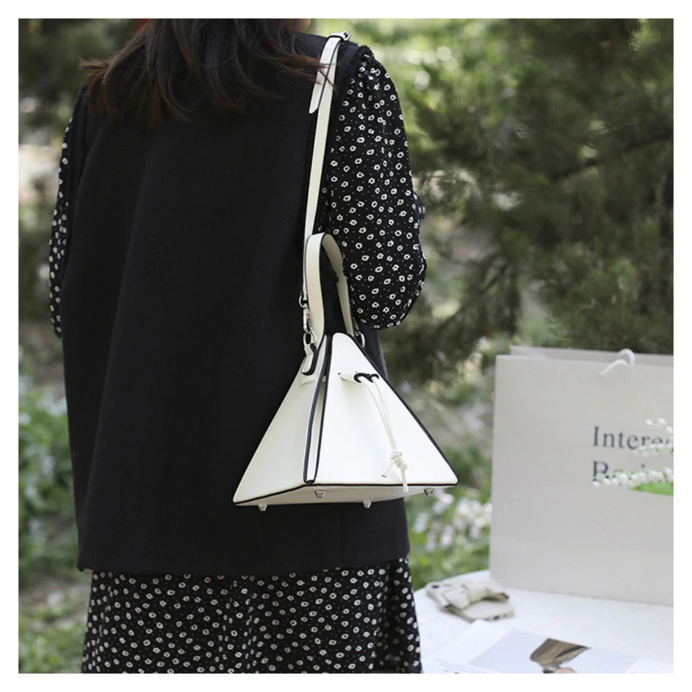 Geo Triangle Drawstring Bucket Bag