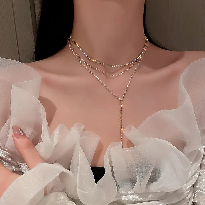 Elegant Beaded Pearl Necklace Women