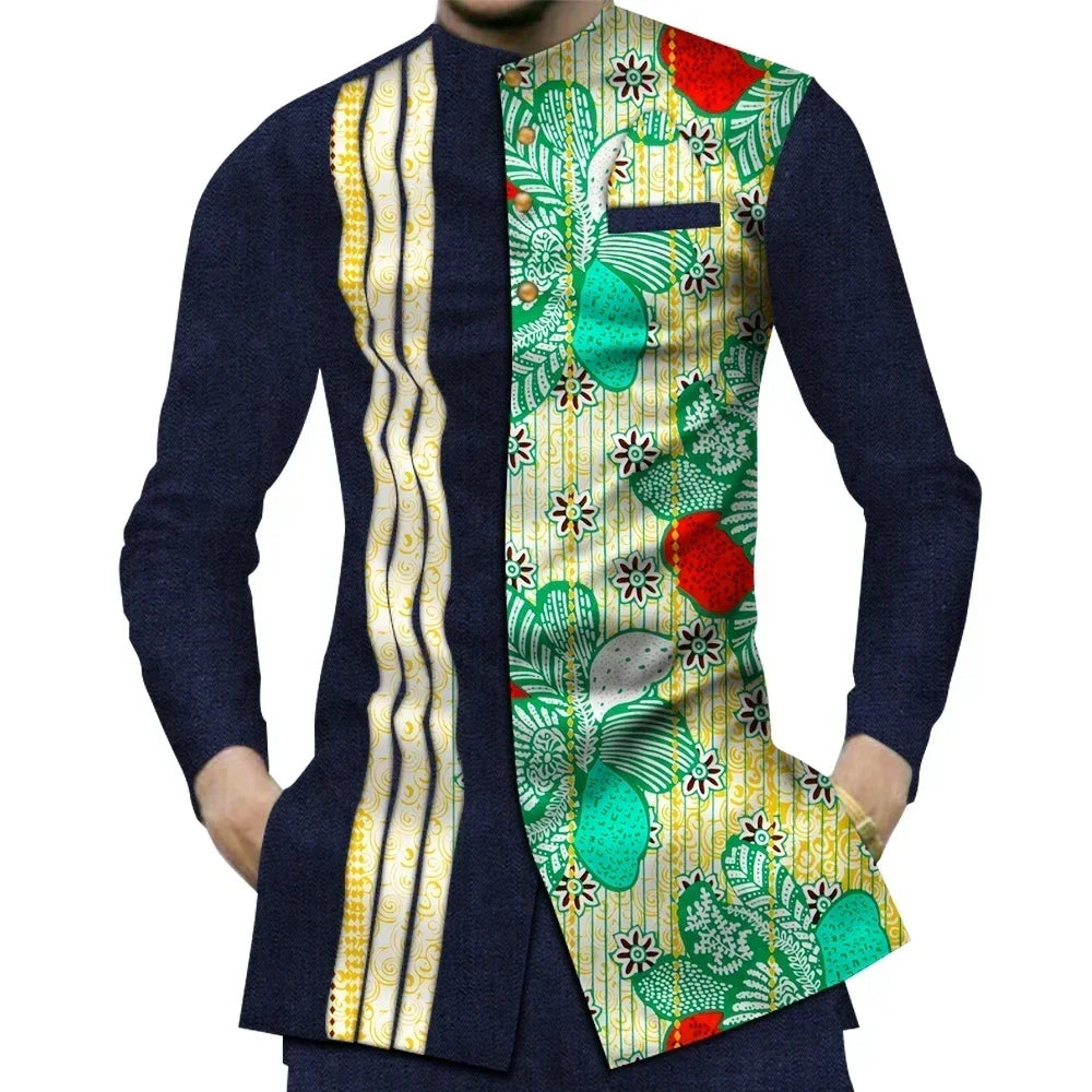Casual 100% Cotton Mens African Print Shirt
