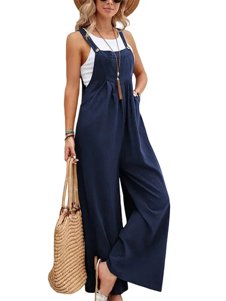 Wide Leg Loose Suspender Jumpsuit